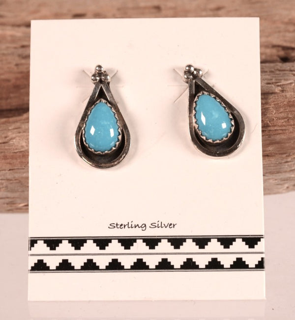 Navajo Sterling Silver Teardrop Post Earrings By Theresa Kinsee