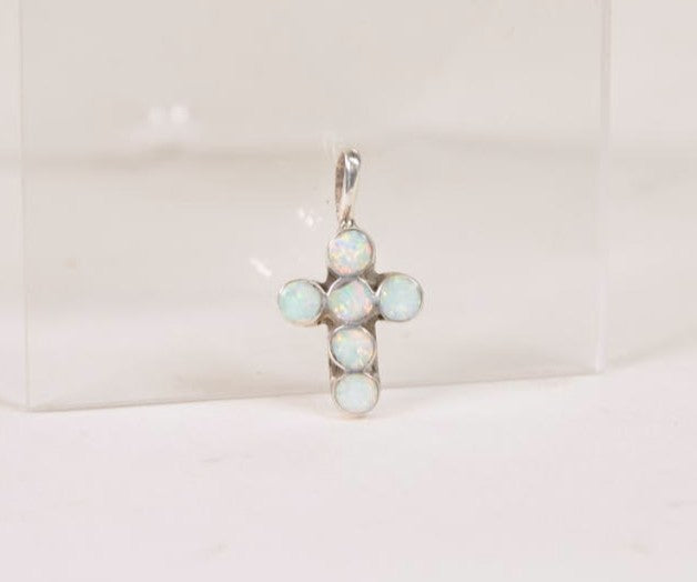 Navajo Cross- 6 Opal Pendant