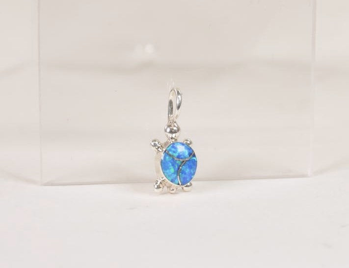 Navajo Silver Overlay Stone Turtle Pendant
