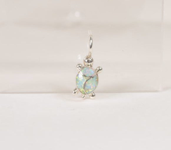 Navajo Silver Overlay Opal Stone Turtle Pendant