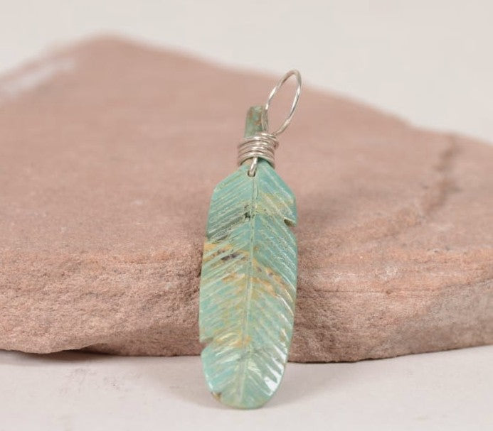 Navajo Turquoise Carved Green Pendant