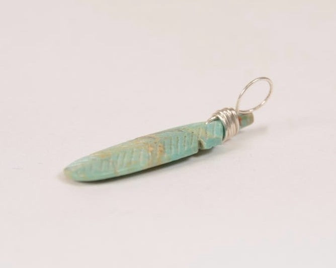 Navajo Turquoise Carved Green Pendant