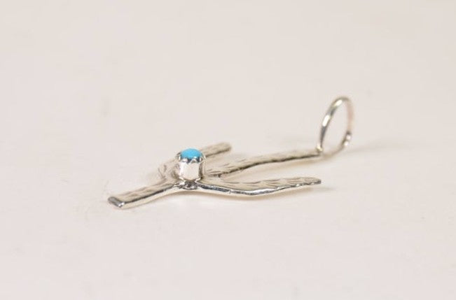 Navajo Pendant, Silver Cactus with 1 Turquoise