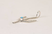 Navajo Pendant, Silver Cactus with 1 Turquoise