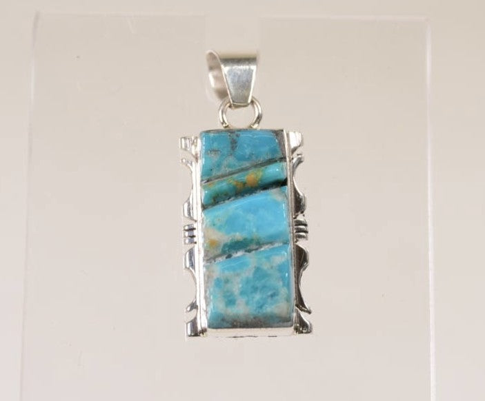 Navajo Silver and Turquoise Stone Pendant by Steve Araneisco