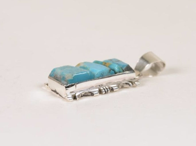 Navajo Silver and Turquoise Stone Pendant by Steve Araneisco