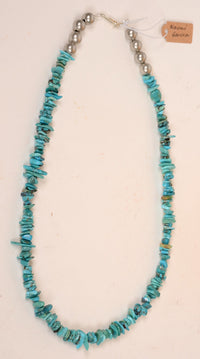 Navajo Turquoise Necklace with 8 Silver Beads by Naomi Garcia