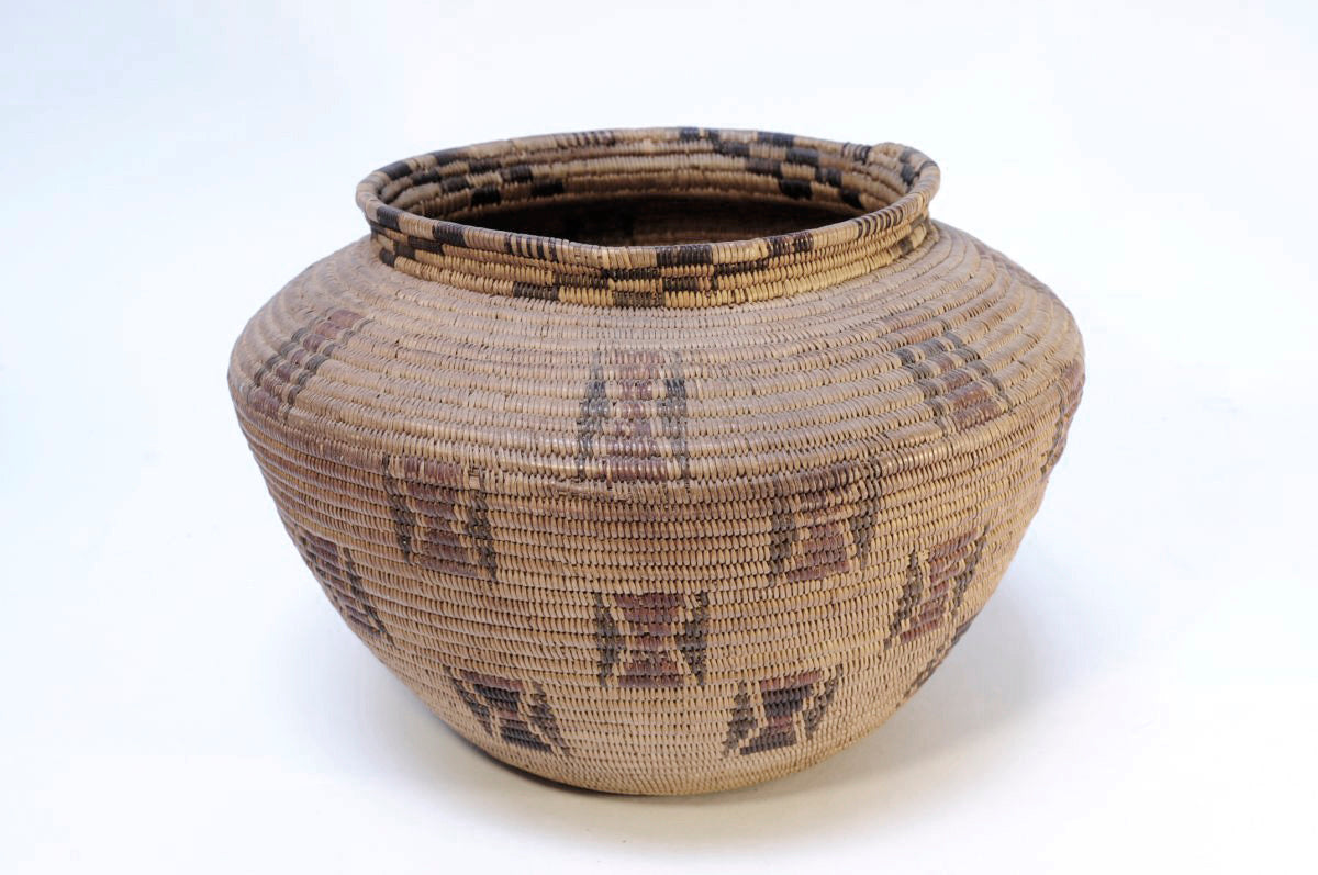 Antique Kawaiisu Indian Polychrome Bottleneck Basket