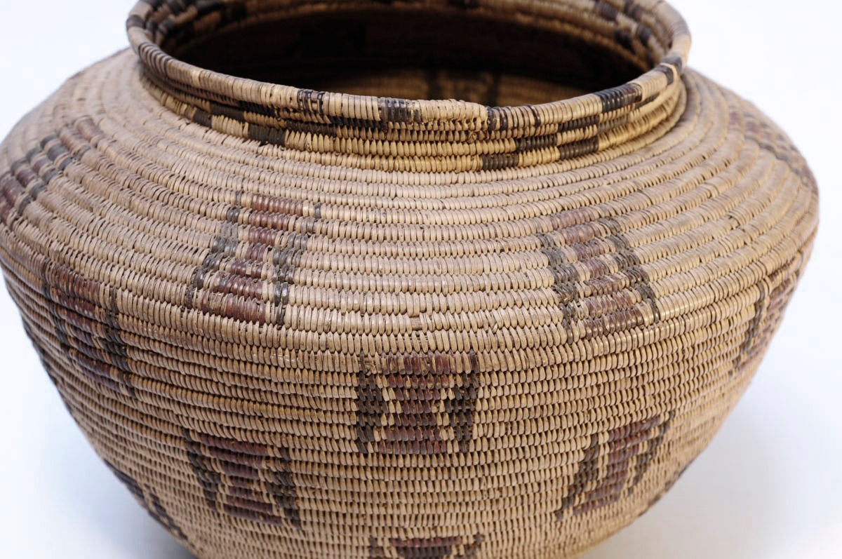 Antique Kawaiisu Indian Polychrome Bottleneck Basket