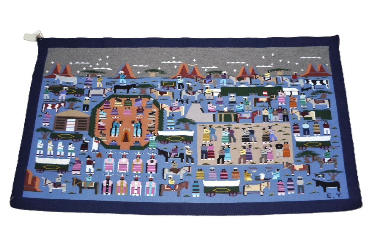 Large and Elaborate Navajo Pictorial Rug By Ellen Yazzie of Chinle, AZ