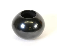 p065  Polished Plain Blackware Bowl by Maria Martinez, Signed Maria Poveka