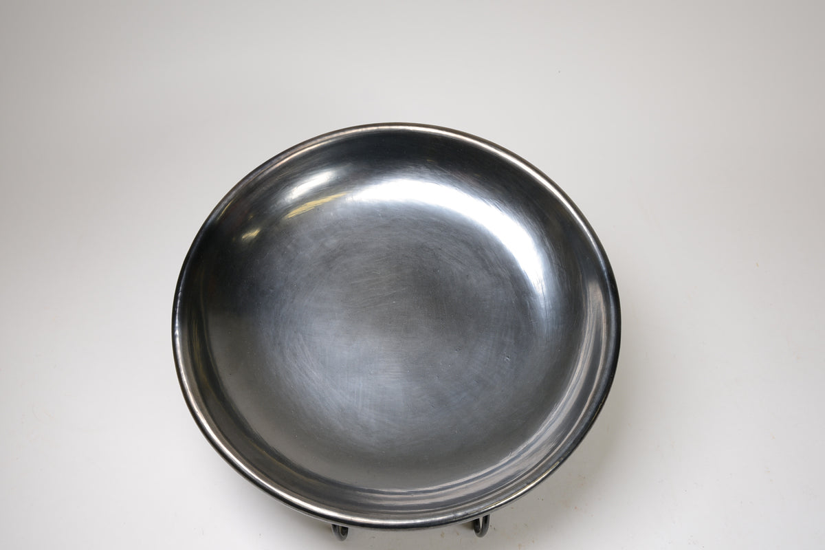 San Ildefonso Gunmetal Finish Open Bowl by Maria Martinez