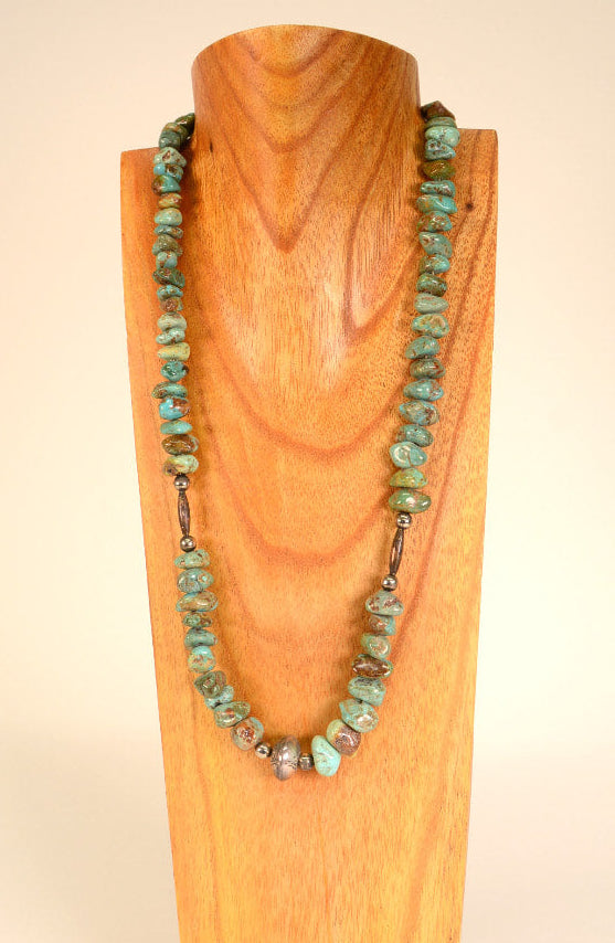 Vintage Navajo Royston Turquoise with Sterling Silver beads Necklace