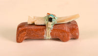 Vintage Zuni Bobcat Fetish - Red Catlinite w/arrowhead bundle