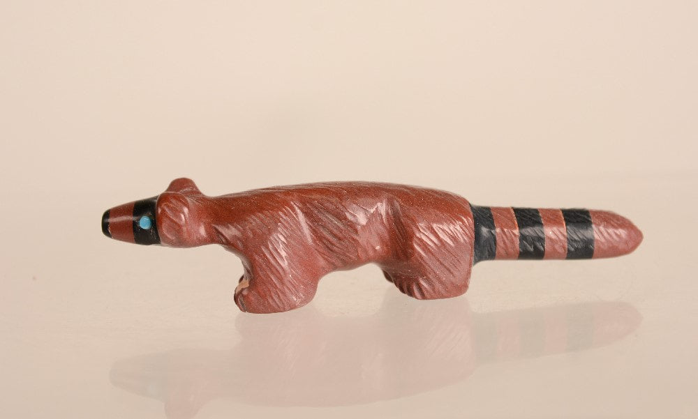 Zuni Raccoon Fetish -  Pipestone, Jet by Barney Calavaza