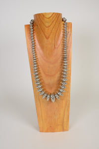 Large Navajo Silver Bead Necklace Graduating w/fluted, stamped beads
