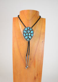 Navajo Sterling Silver and Turquoise Bolo Tie - Marked "B Chee Sterling"