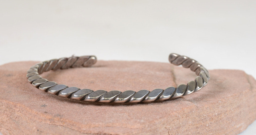 Navajo Twisted Silver Bracelet; mid to late 20th century
