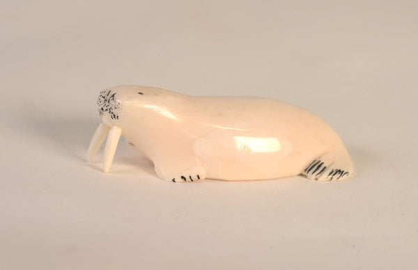 Eskimo Walrus Ivory Walrus Carving By Alvey Shaqloak