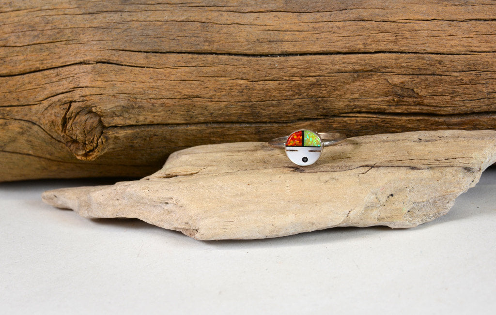 Zuni Sterling Silver and Inlay Sunface  Ring Size: 5