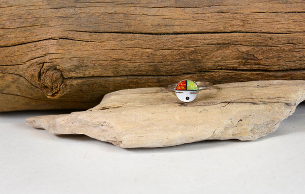 Zuni Sterling Silver and Inlay Sunface  Ring Size: 5