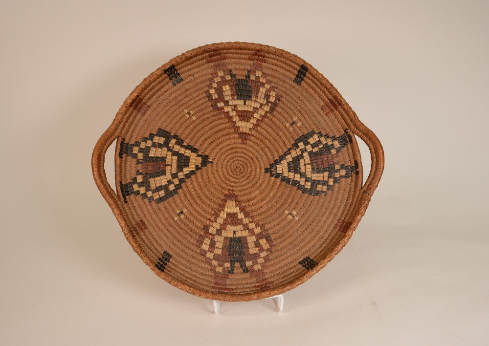 Handsome Antique Salish Basket Tray with Handles; Thompson River