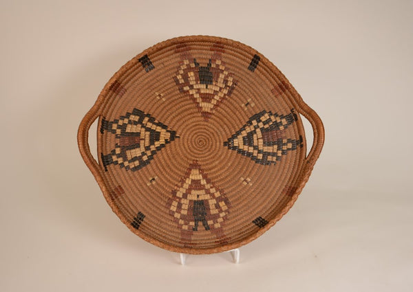 Handsome Antique Salish Basket Tray with Handles; Thompson River
