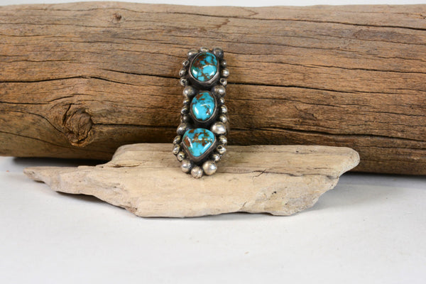 Navajo Sterling Silver and Turquoise Ring; Smaller Size 3 1/2