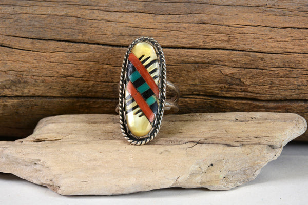 Zuni Oval Ring with Multiple Stone Settings