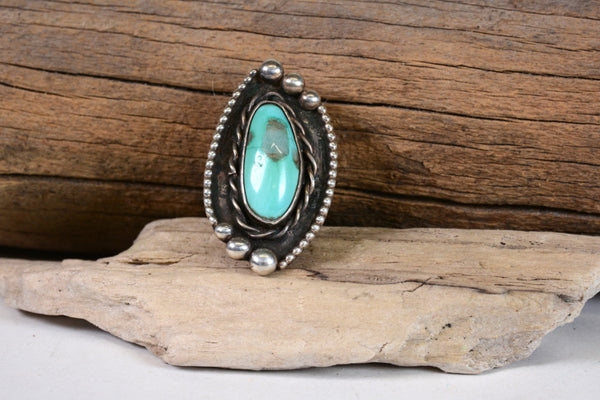 Navajo Sterling Silver and Turquoise Ring Size 8