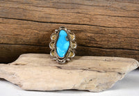 Navajo Sterling Silver and Turquoise Ring; 5 1/2