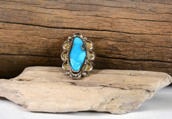 Navajo Sterling Silver and Turquoise Ring; 5 1/2