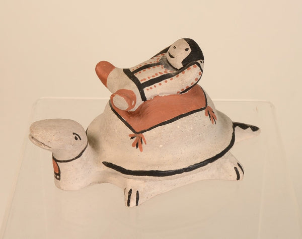 Cochiti Pueblo Figure on Turtle Pottery By Buffy Cordero Suina