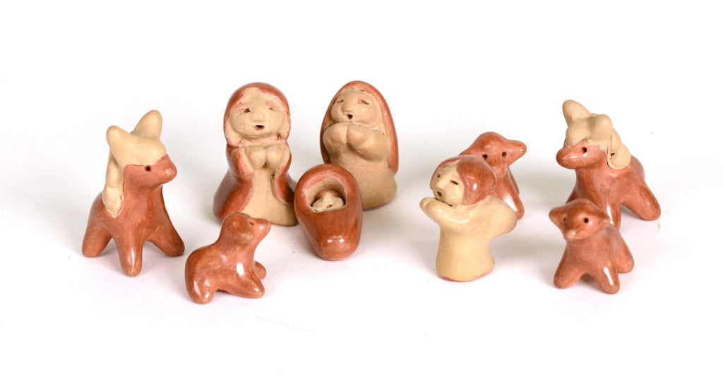 Santa Clara Pueblo Nativity Scene - 9 Piece -  by Dorothy and Paul Gutierrez