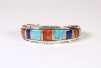 Navajo Heavy Sterling Silver and Deep Channel Inlay Bracelet