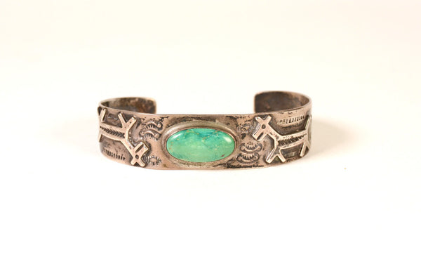 Navajo Bracelet Turquoise with Fred Harvey Dogs