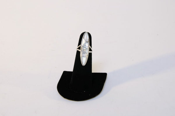 Zuni Sterling Silver Ring with Mother of Pearl Inlay