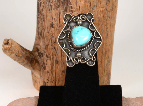 Navajo Ring Sterling Silver and Turquoise Size: 5