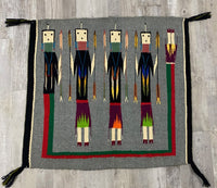 Navajo Rug Yei Figures Holding Arrows