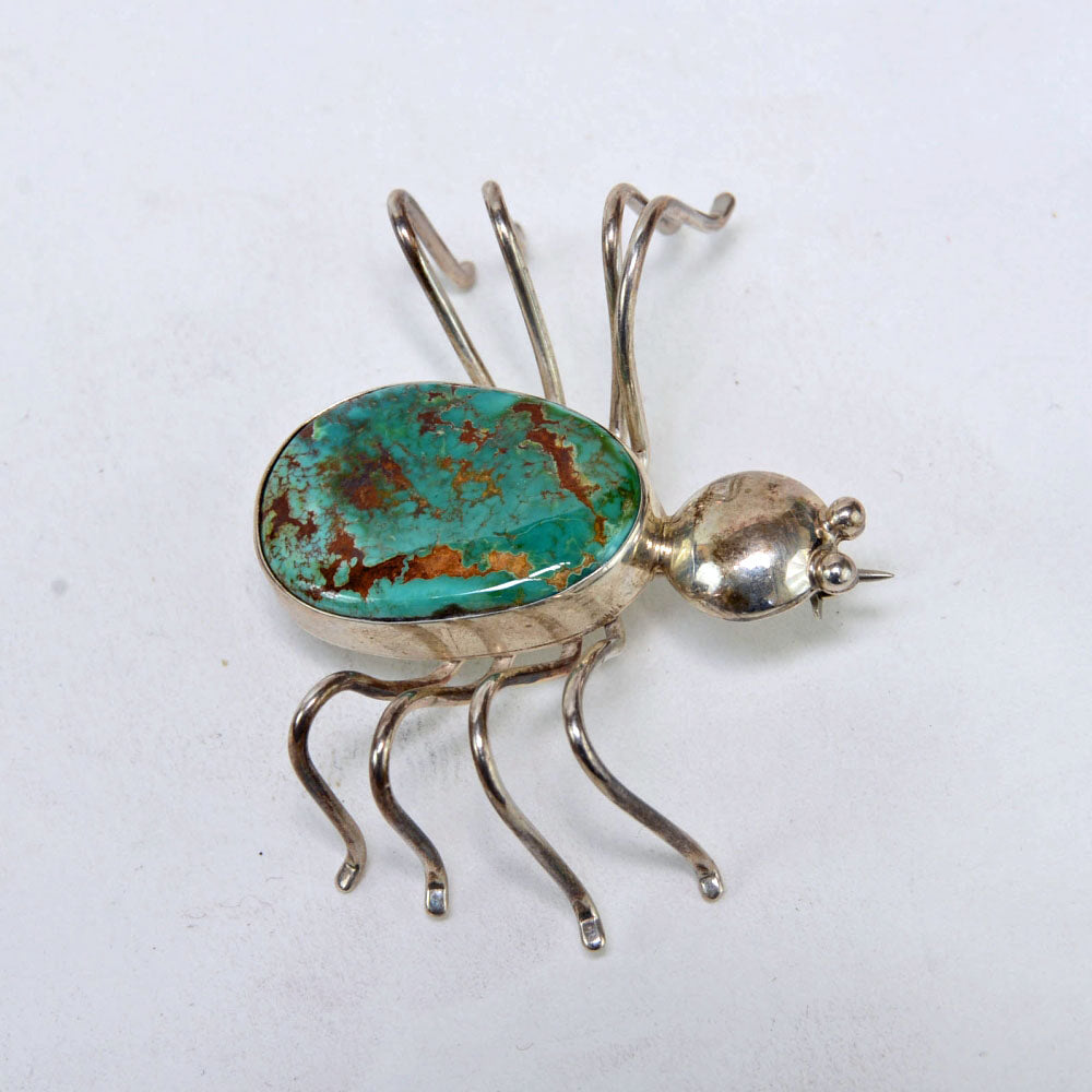 Navajo Pin - Bug with High Grade Natural Royston Turquoise Setting
