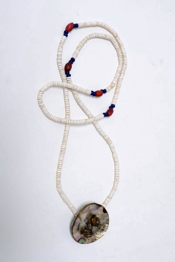 Antique Plains Shell and Early Trade Bead Necklace