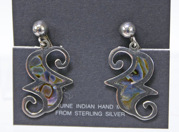 Taxco Mexico Sterling Silver and Mother of Pearl Screw Back Earrings