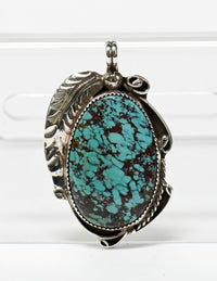 Turquoise Pendant with Silver Leaf, Calvin Tom