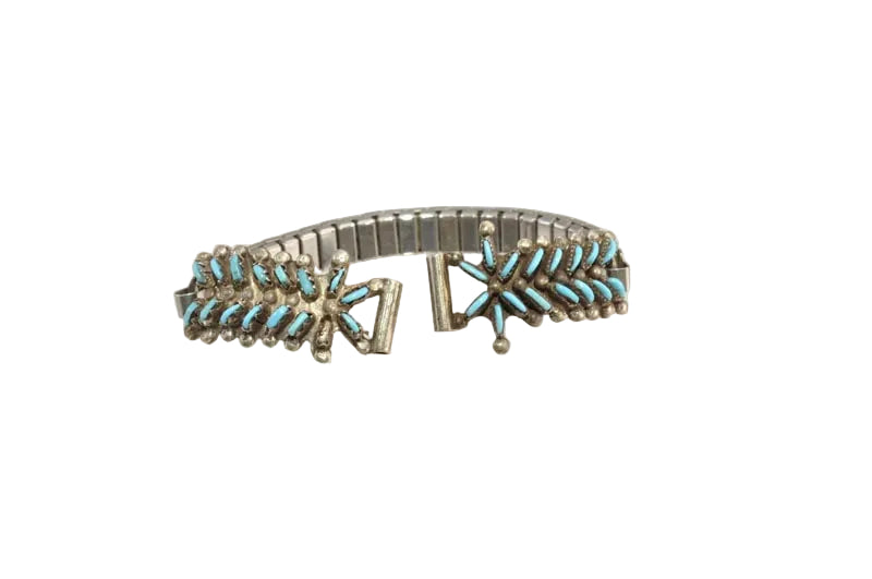 Zuni Needlepoint Watch Band Sterling Silver and Turquoise