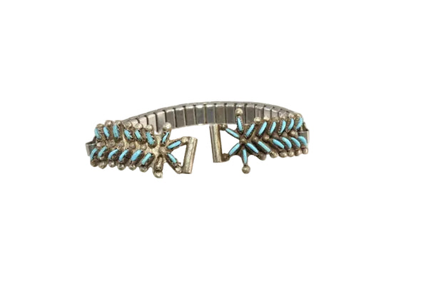Zuni Needlepoint Watch Band Sterling Silver and Turquoise