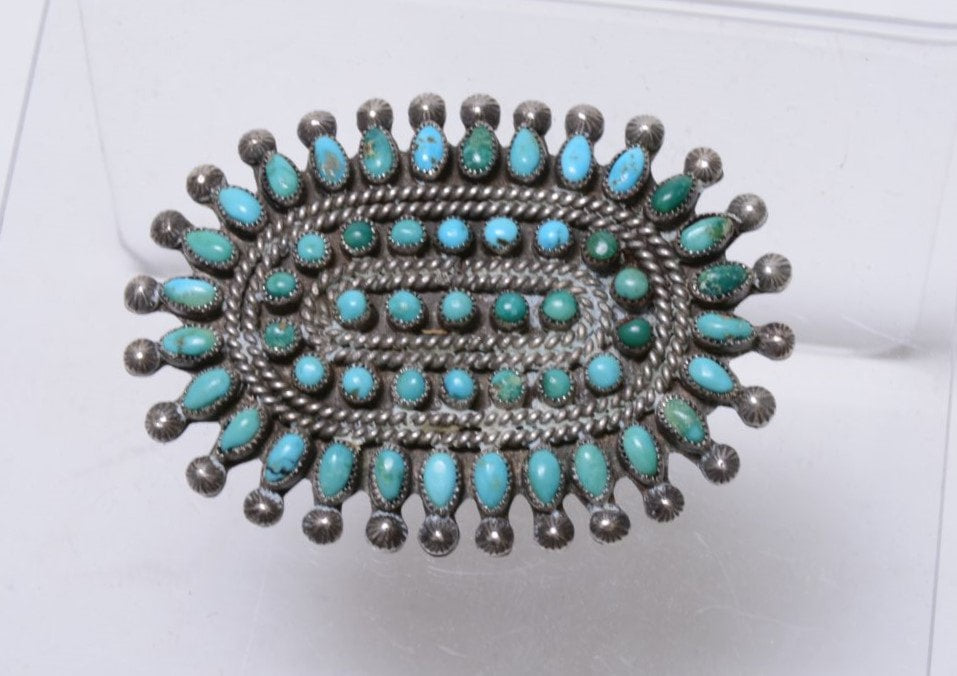 Zuni Sterling Silver Oval Needlepoint Pin