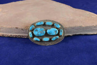 Old Oval Turquoise Pin with Stamping