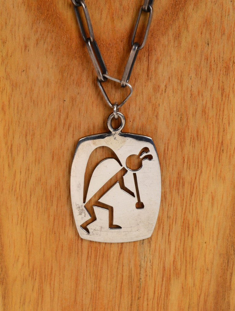 Hopi Cut Out Kokopelli Pendant with hand made 26" chain