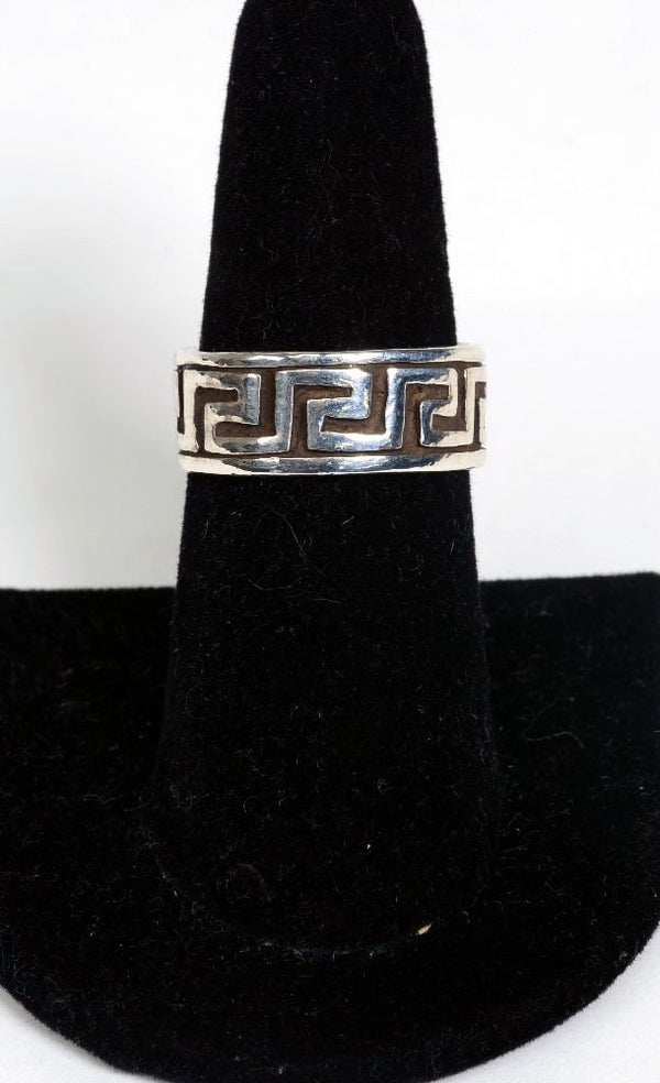 Hopi Style Sterling Silver Overlay Ring, Marked 925