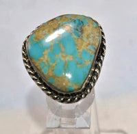Navajo Indian Ring, Quality Natural Turquoise set in Sterling Silver